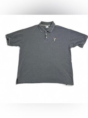 Warner Bros Daffy Duck Polo Shirt Grey Looney Tunes Large Y2K